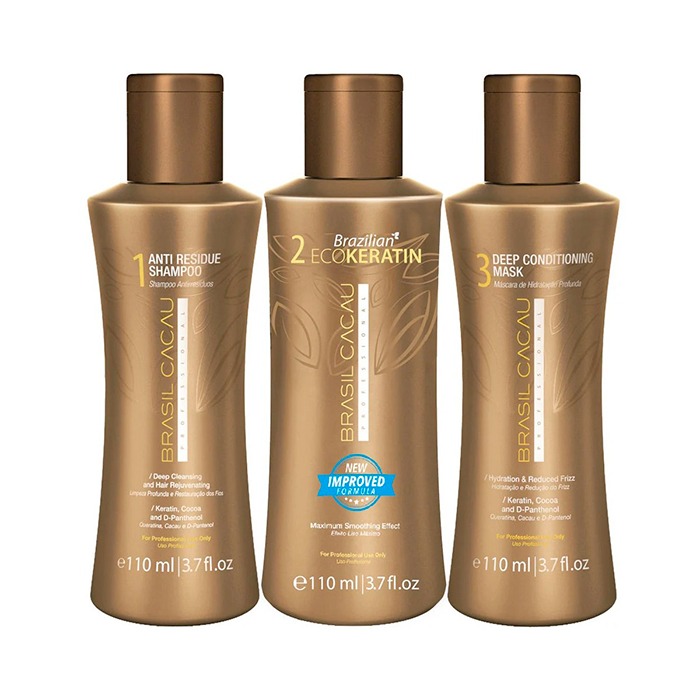 Cadiveu Brasil Cacau EcoKeratin Kit: Shampoo, Trattamento E Maschera 110ml