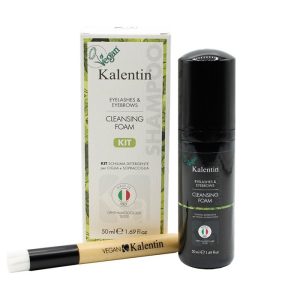 Kalentin Kit Vegano Schiuma Detergente E Pennello Per Ciglia E Sopracciglia 50ml