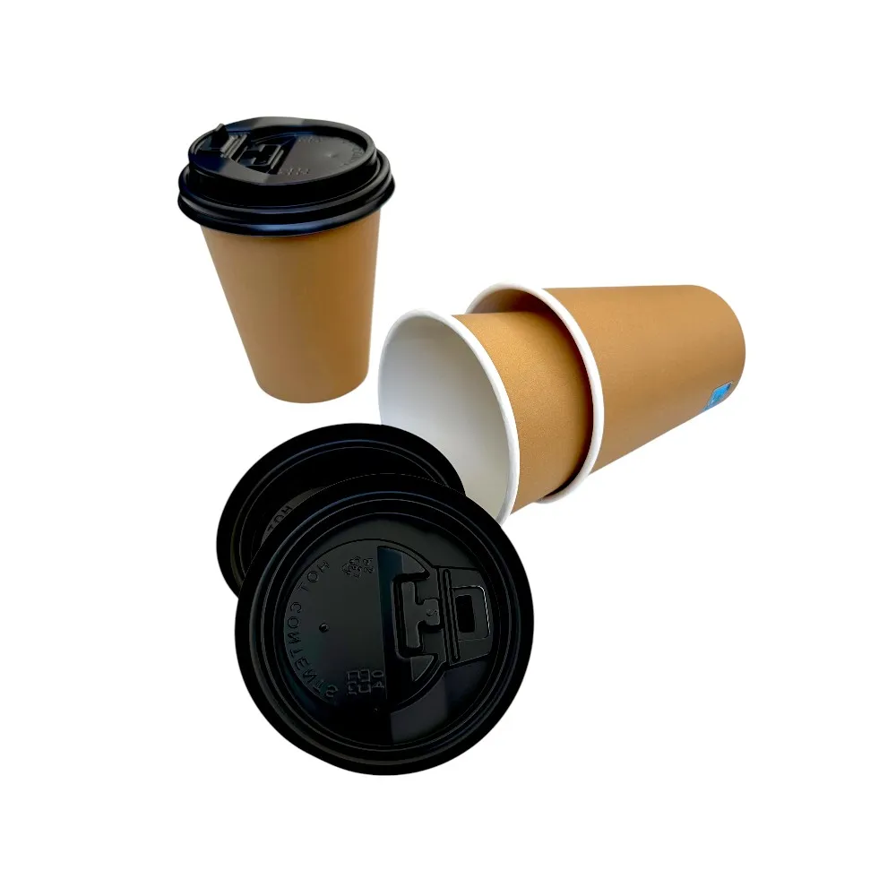 500 bicchieri da 250ml per bevande calde  con coperchio nero col beccuccio