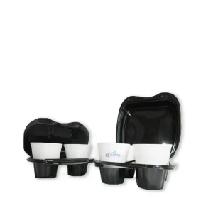 Porta cappuccino in plastica con coperchio 2 bicchieri  50 pezzi