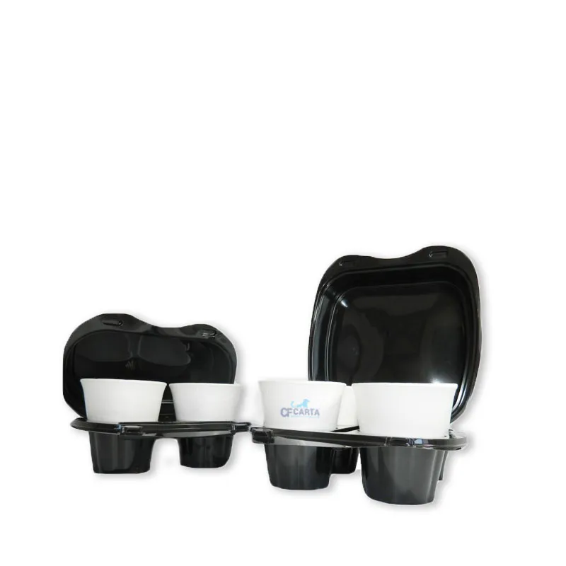 Porta cappuccino in plastica con coperchio 2 bicchieri  50 pezzi